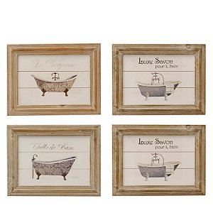 QUADRO DECORATIVO DE MADEIRA CONJUNTO COM 4 PECAS