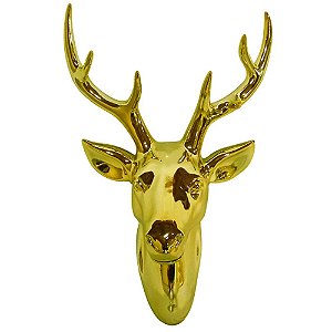 ESCULTURA PAREDE CERAMICA DEER'S HEAD DOURADO 29 X 22 X 44 C