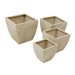 CJ DE CACHEPOTS DE FIBRA CIMENTICIA 4 PCS