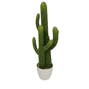 CACTO DECORATIVO EM PLASTICO E CERAMICA BEGE 10CM X 19CM X 8