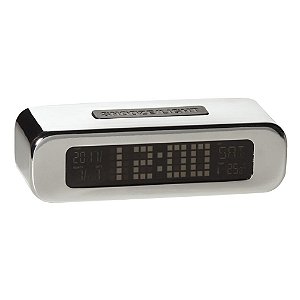 RELOGIO MESA DESPERTADOR LCD DIGITAL CROMADO 13,5 X 9 X 6,5