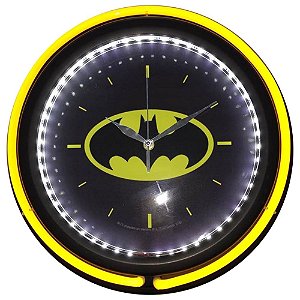 RELOGIO PAREDE PLASTICO/VIDRO DOUBLE NEON DC BATMAN LOGO