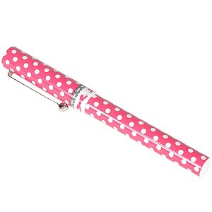 CANETA PLASTICO DOTS BRANCO FUNDO PINK 13,1 X 8,1 CM