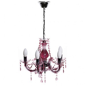 CANDELABRO PLASTICO 5 BRACOS ROSA CLARO 46 X 46 X 45 CM
