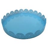 BANDEJA FERRO REDONDA FANCY LACES GDE AZUL 25,3 X 3,5 DIAM C