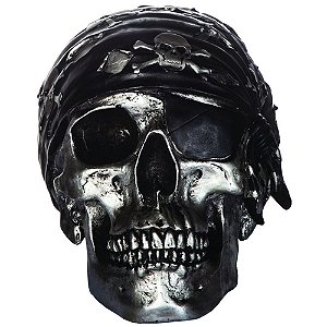 COFRE RESINA PIRATE SKULL PRATA 21,5 X 15 X 15 CM