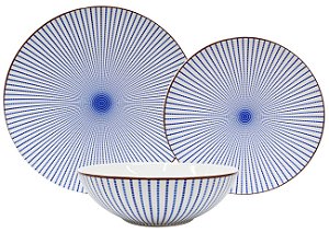 APARELHO DE JANTAR MOVING STRIPES 18 PECAS EM PORCELANA