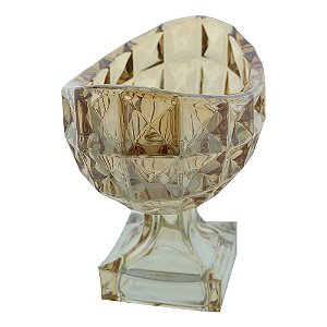 CENTRO DE MESA AQUAMARINE CANOA COM PE EM CRISTAL ECOLOGICO L27XP15XA23CM COR AMBAR