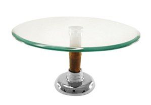 PRATO PARA BOLO EM VIDRO COM PE EM BAMBU 30.5CM