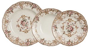 APARELHO DE JANTAR ABINGTON ROSE GOLD 18 PEÇAS EM PORCELANA