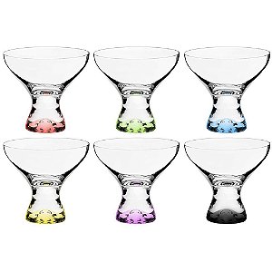 JOGO DE 6 TACAS PARA SOBREMESA VEGA EM CRISTAL ECOLOGICO 330ML A11CM COLORIDO