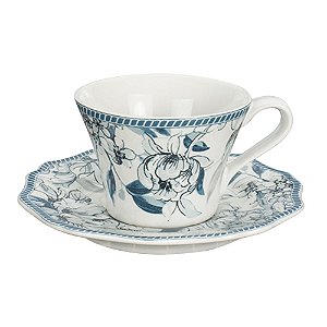 JOGO DE 12 PECAS PARA CAFE PAULI BLUE EM PORCELANA 45ML