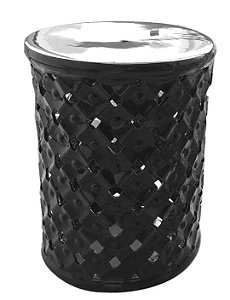 GARDEN SEAT CERAMICA 46CM PRETO/CROMADO