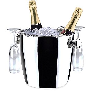 CHAMPANHEIRA COM SUPORTE PARA 6 TACAS EM ACO INOX 7,5L L32,5XP24,5XA24CM