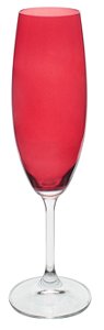 JOGO DE 6 TACAS PARA CHAMPANHE ANNA COLORIDO EM CRISTAL ECOLOGICO 220ML A22,5CM COR VERMELHA