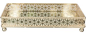BANDEJA FLOWER RETANGULAR EM FERRO E ESPELHADA L33XP18XA7CM