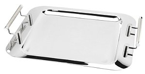 BANDEJA PERLE RETANGULAR EM ACO INOX L43XP34CM