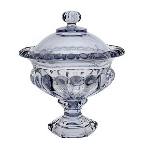 POTICHE ATHENAS COM PE EM CRISTAL ECOLOGICO D19XA22,5CM COR AZUL