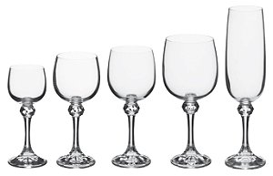 JOGO DE 30 TACAS JULIA EM CRISTAL ECOLOGICO 6X(60/180/190/230/340ML) TRANSPARENTE