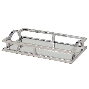 BANDEJA RETANGULAR EM ACO INOX ESPELHADA L41XP26XA5CM