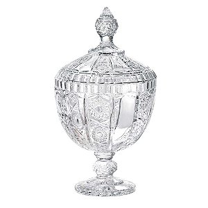 POTICHE VERSAILLES COM PE EM CRISTAL  D15,5XA28CM