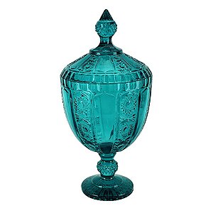 POTICHE VERSAILLES COM PE EM CRISTAL D15XA32CM VERDE ESMERALDA