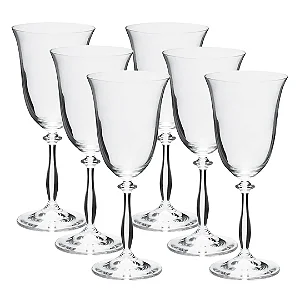 JOGO DE 6 TACAS PARA AGUA ANGELA EM CRISTAL ECOLOGICO 350ML A22CM TRANSPARENTE