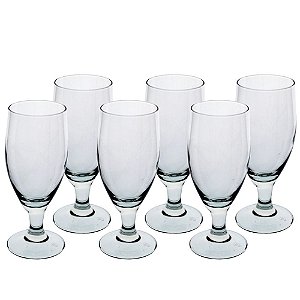JOGO DE 6 TACAS PARA CERVEJA DUNKEL EM VIDRO TEMPERADO 280ML A16,5CM