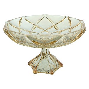 CENTRO DE MESA BRUXELAS COM PE EM CRISTAL ECOLOGICO D32,5XA19CM COR AMBAR