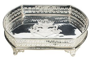 BANDEJA DE GALERIA DELHI OVAL EM LATÃO PRATEADO 21X16CM