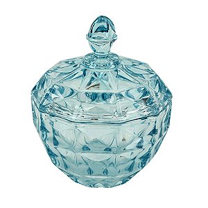 POTICHE AQUAMARINE EM CRISTAL D11,5XA14CM AZUL TURQUESA