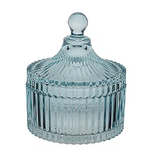 POTICHE CIRCUS EM CRISTAL ECOLOGICO D10XA12CM COR AZUL TURQUESA