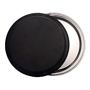 BANDEJA REDONDA EM ACO INOX D35XA2,8CM COR PRETO
