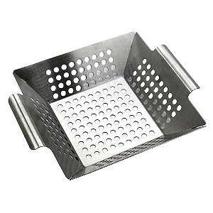 CESTA EASY GRILL PARA GRELHAR EM ACO INOX L26XP21XA6,5CM