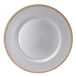 SOUSPLAT CRAQUELADO EM PLASTICO D33CM COR PRATA