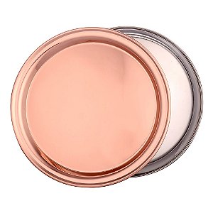 BANDEJA REDONDA EM ACO INOX D35XA2,8CM COR COBRE