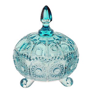 POTICHE VERSAILLES EM CRISTAL D11XA14CM COR AZUL TURQUESA
