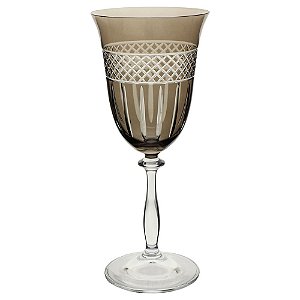 TACA PARA AGUA ANGELA LAPIDADA EM CRISTAL ECOLOGICO 350ML A22CM COR FUME