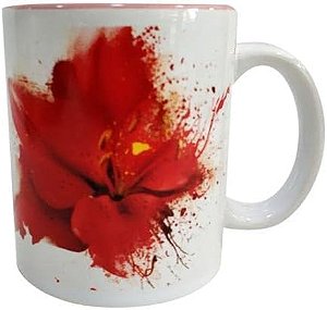 CANECA LIQUID FLOWER LIRIO EM PORCELANA 300ML COR ROSA