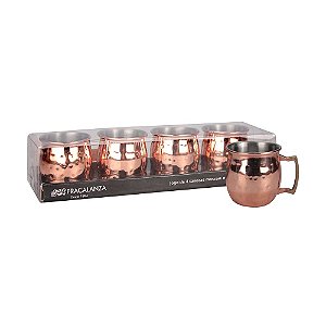 JOGO DE 4 MINI CANECAS DE SHOT EM ACO INOX 60ML