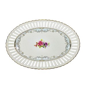 TRAVESSA OVAL MON CHERI EM NEW BONE CHINA  L25XP17,5XA2,3CM COR BRANCO