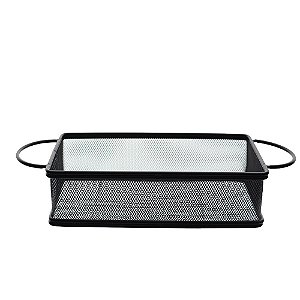 CESTA RETANGULAR PARA ALIMENTOS EM ACO INOX L21XP11XA6CM COR PRETO