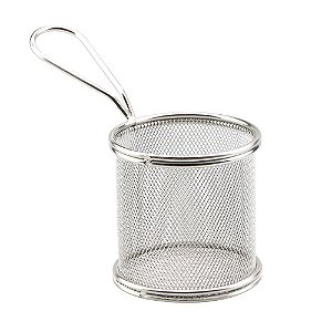 MINI CESTA REDONDA PARA ALIMENTOS EM ACO INOX D8,5XA9CM COR PRATA