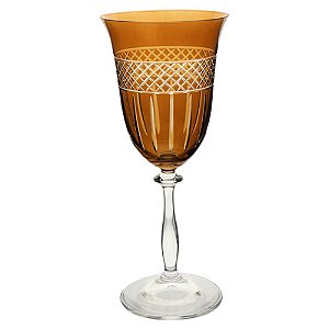 TACA AGUA ANGELA LAPIDADA CRISTAL ECOLOGICO 350ML 22CM AMBAR