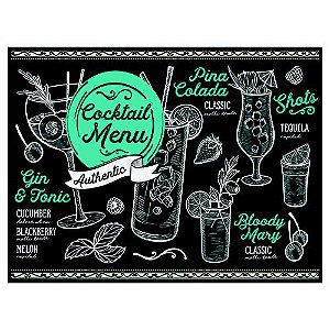 TABUA RETANGULAR DRINK EM VIDRO L40XP30CM COR PRETO
