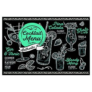 TABUA RETANGULAR DRINK EM VIDRO L30XP20CM COR PRETO