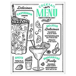 TABUA RETANGULAR COCKTAIL EM VIDRO L40XP30CM COR BRANCO