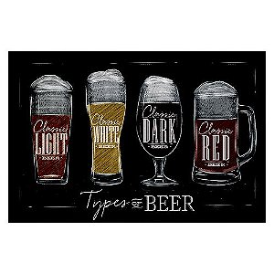 TABUA RETANGULAR BEER TYPES EM VIDRO L30XP20CM