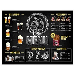 TABUA RETANGULAR BEER TIME EM VIDRO L40XP30CM