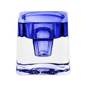 PORTA VELA 2 EM 1 EM VIDRO L5,5XP5,5XA5,5CM COR AZUL
